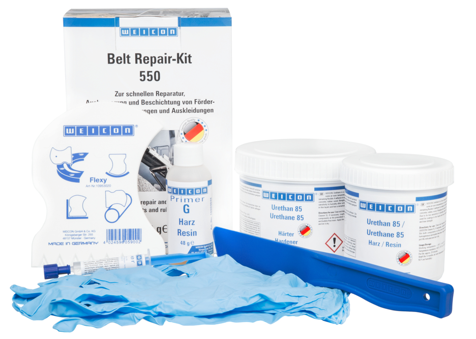 Belt Repair-Kit | polyurea repair and coating compound for rubber surfaces, work pack