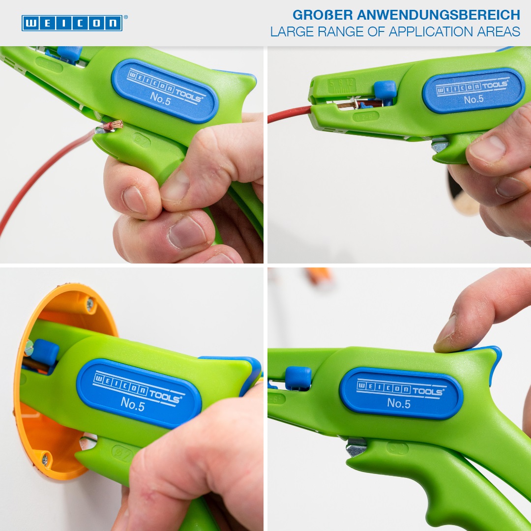 Abisolierzange No. 5 Green Line | Nachhaltiges Abisolierwerkzeug |für alle gängigen flexiblen und massiven Leiter | Arbeitsbereich 0,2 – 6,0 mm²