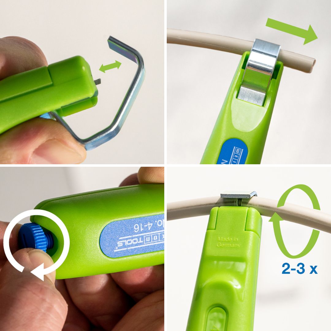 Kabelmesser No. 4-16 Green Line | Nachhaltiges Abisolierwerkzeug, mit einem Arbeitsbereich von 4 - 16 mm Ø